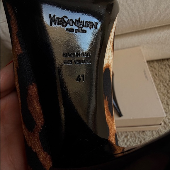 Yves Saint Laurent Leopard Print Jeweled Pointed Toe Pumps - Picture 8 of 10